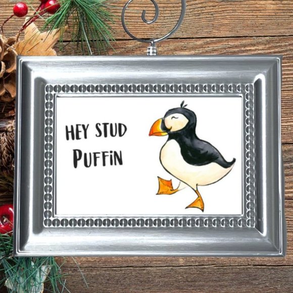 HEY STUD PUFFIN Penguin Custom Christmas Tree Ornament - Picture 1 of 2
